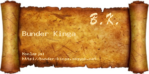 Bunder Kinga névjegykártya